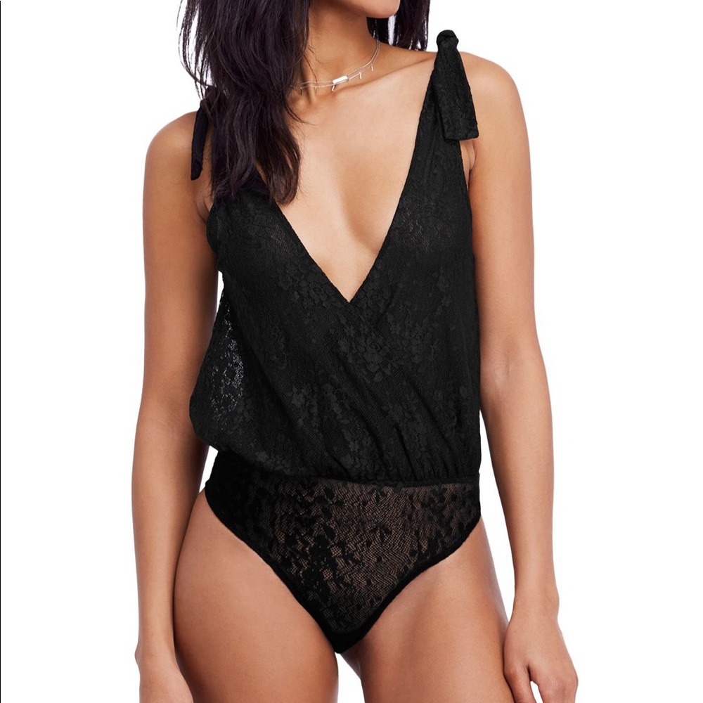 NWT Free People Lace All Day Plunging Bodysuit